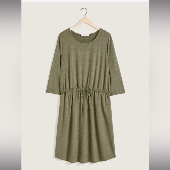 Fit And Flare 3/4 Sleeve French Terry Dress - Picture 4 of 10